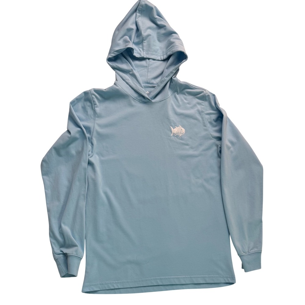 Southern Tide Boys XL 16 Light Blue Sailboat Graphic Long Sleeve Hoodie Tee